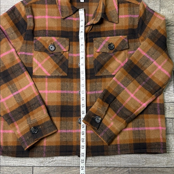 BB Dakota Steve Madden Pink and Brown Plaid Shacket - Picture 3 of 6